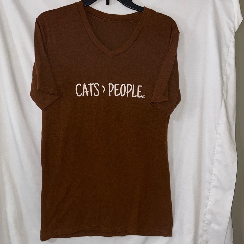 Chic Brown Graphic Tee - Cats Over People